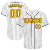 Custom White Black Pinstripe Gold Authentic Baseball Jersey