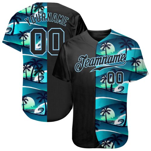 3DPattern0003 Custom 3D Pattern Design Tropical Hibiscus And Palm Trees Authentic Baseball Jersey