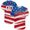 Custom Royal White-Red 3D American Flag Authentic Baseball Jersey