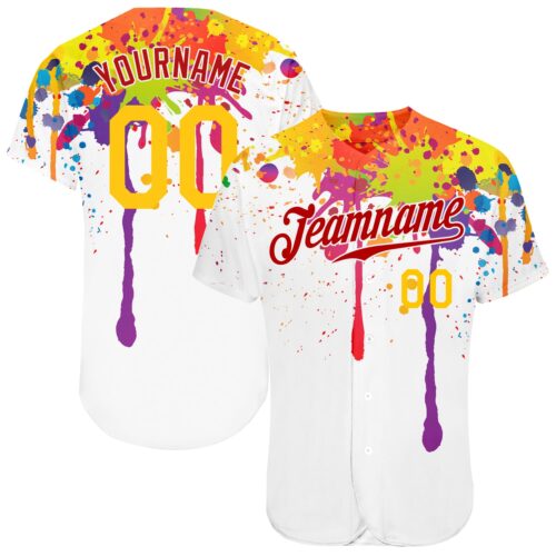 3DPattern0663 Custom 3D Pattern Design Colorful Bright Ink Splashes Authentic Baseball Jersey