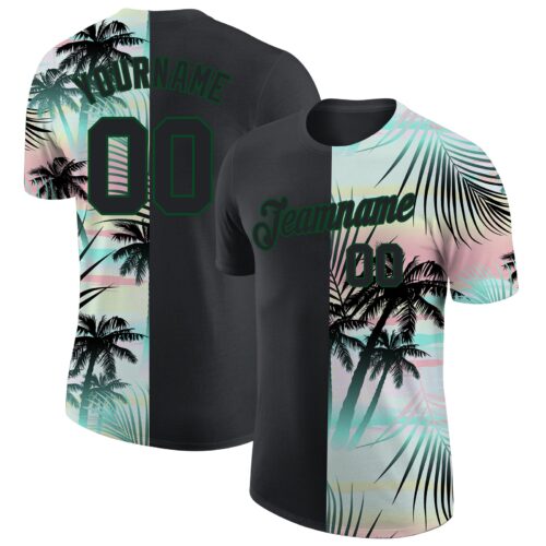 3DPattern0736 Custom 3D Pattern Design Tropical Hawaii Palm Leaves Performance T-Shirt