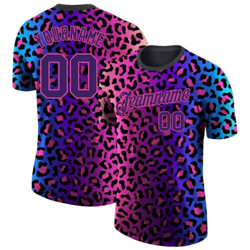 3DPattern0740 Custom 3D Pattern Design Leopard Performance T-Shirt