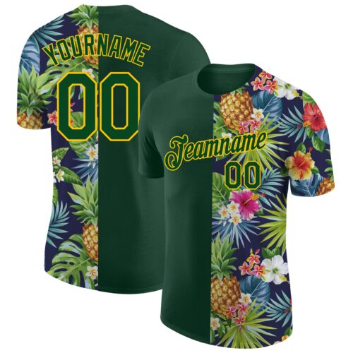 3DPattern0743 Custom 3D Pattern Design Tropical Pattern With Pineapples Palm Leaves And Flowers Performance T-Shirt
