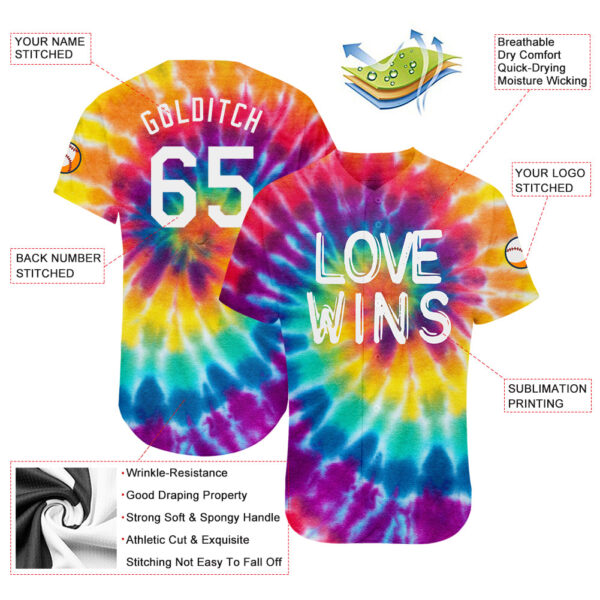 Custom Rainbow For Pride Month Love Wins LGBT Authentic Baseball Jersey