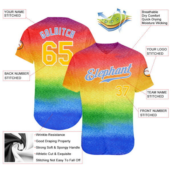 Custom Rainbow For Pride Month Love Is Love LGBT Authentic Baseball Jersey