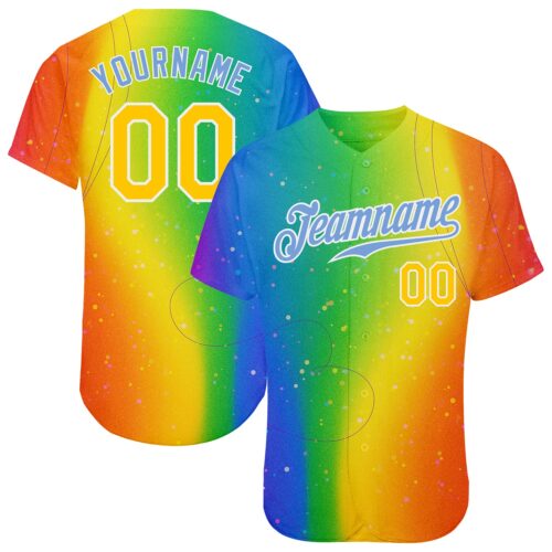 3DPattern0844 Custom Rainbow For Pride Month Love Is Love LGBT Authentic Baseball Jersey