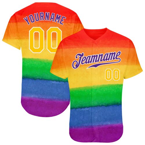 3DPattern0845 Custom Rainbow For Pride Month Love Is Love LGBT Authentic Baseball Jersey