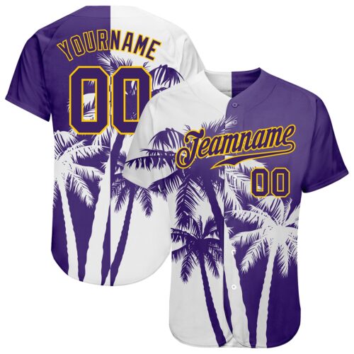 3DPattern0929 Custom 3D Pattern Design Hawaii Coconut Trees Authentic Baseball Jersey