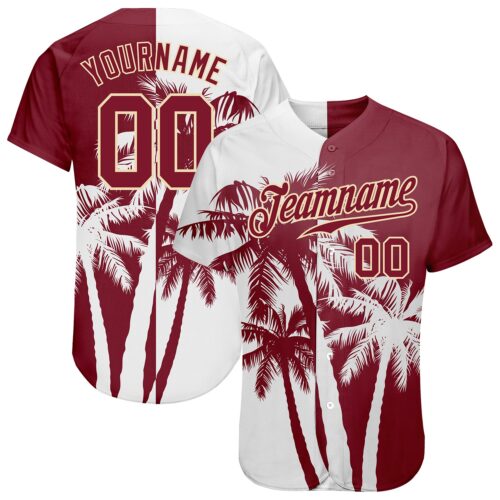3DPattern0930 Custom 3D Pattern Design Hawaii Coconut Trees Authentic Baseball Jersey