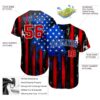 Custom Black Red Royal-White 3D Distressed American Flag Authentic Baseball Jersey