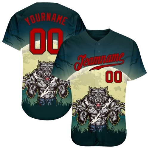 3DPattern0963 Custom 3D Pattern Halloween Trick Treat Horror Night Authentic Baseball Jersey