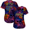 Custom 3D Pattern Halloween Skulls Authentic Baseball Jersey