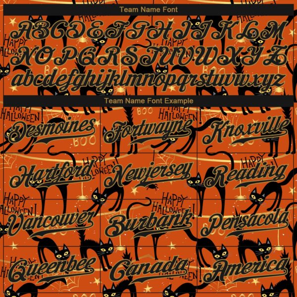 Custom 3D Pattern Happy Halloween Black Cats Spiders Authentic Baseball Jersey