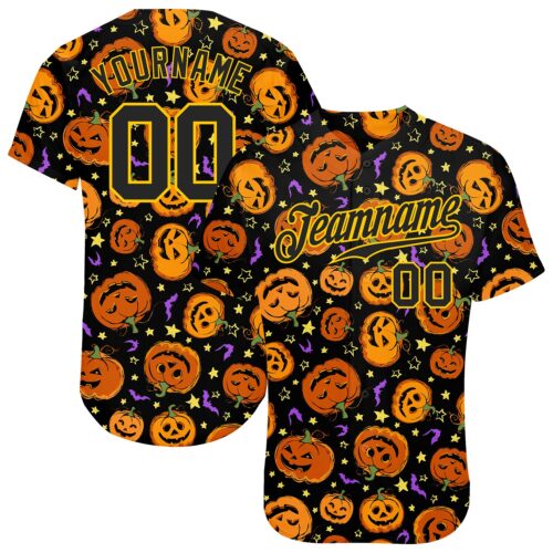 3DPattern0977_eb81339d-62bf-41c3-ae30-81dc52e92c04 Custom 3D Pattern Halloween Pumpkins Bats Stars Authentic Baseball Jersey