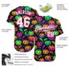 Custom 3D Pattern Bright Multicolored Halloween Pumpkins And Bats Authentic Baseball Jersey