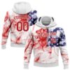 Custom Stitched White Red-Royal 3D American Flag Fashion Sports Pullover Sweatshirt Hoodie