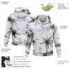 Custom Stitched White White-Light Blue 3D Pattern Design Hawaii Palm Trees Sports Pullover Sweatshirt Hoodie