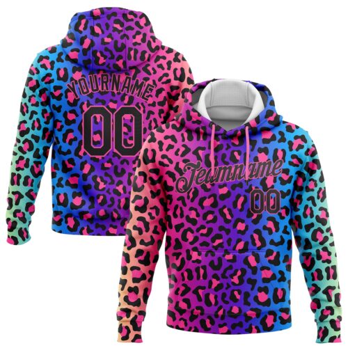 3DPattern1003 Custom Stitched Purple Black-Pink 3D Pattern Design Leopard Sports Pullover Sweatshirt Hoodie