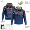 Custom Stitched Autism Supporter Awareness Puzzle Pieces Navy-White 3D Pattern Design Sports Pullover Sweatshirt Hoodie