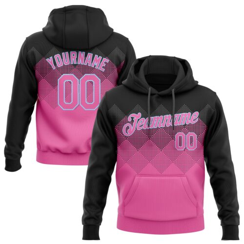 3DPattern1010 Custom Stitched Pink Pink Black-Light Blue 3D Pattern Design Sports Pullover Sweatshirt Hoodie