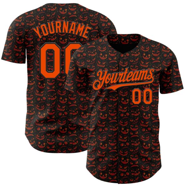 Custom Black Orange 3D Halloween Pumpkin Party Costume Ideas Authentic Baseball Jersey