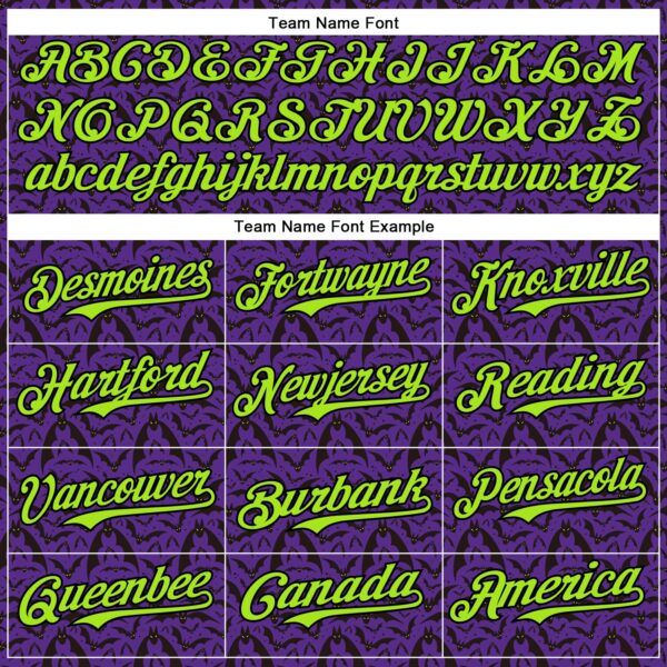 Custom Purple Neon Green-Black 3D Halloween Bat Party Costume Ideas Authentic Baseball Jersey
