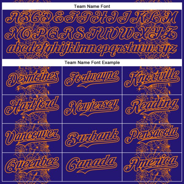 Custom Dark Purple Bay Orange 3D Halloween Spider Net Party Costume Ideas Authentic Baseball Jersey