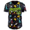 Custom Black Neon Green 3D Halloween Skull Pumpkin Doodle Party Costume Ideas Authentic Baseball Jersey