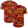 Custom Red Neon Green 3D Halloween Pumpkin Doodle Party Costume Ideas Authentic Baseball Jersey