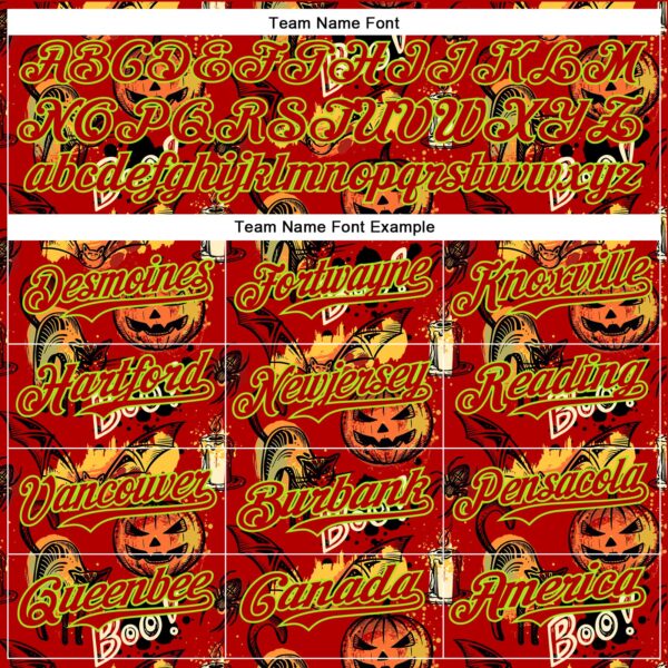 Custom Red Neon Green 3D Halloween Pumpkin Doodle Party Costume Ideas Authentic Baseball Jersey
