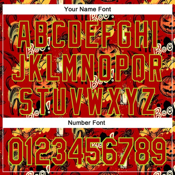 Custom Red Neon Green 3D Halloween Pumpkin Doodle Party Costume Ideas Authentic Baseball Jersey