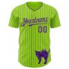 Custom Neon Green Purple Pinstripe Purple 3D Halloween Scary Party Costume Ideas Authentic Baseball Jersey