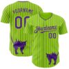 Custom Neon Green Purple Pinstripe Purple 3D Halloween Scary Party Costume Ideas Authentic Baseball Jersey