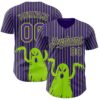 Custom Purple Neon Green Pinstripe Neon Green 3D Halloween Spooky Party Costume Ideas Authentic Baseball Jersey