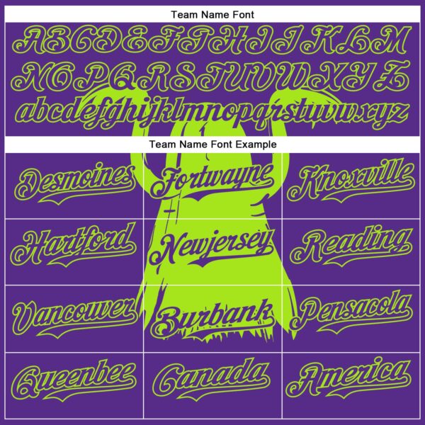 Custom Purple Neon Green Pinstripe Neon Green 3D Halloween Spooky Party Costume Ideas Authentic Baseball Jersey