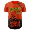 Custom Orange Black Pinstripe Light Yellow 3D Halloween Pumpkin Party Costume Ideas Authentic Baseball Jersey