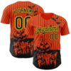 Custom Orange Black Pinstripe Light Yellow 3D Halloween Pumpkin Party Costume Ideas Authentic Baseball Jersey