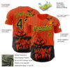 Custom Orange Black Pinstripe Light Yellow 3D Halloween Pumpkin Party Costume Ideas Authentic Baseball Jersey