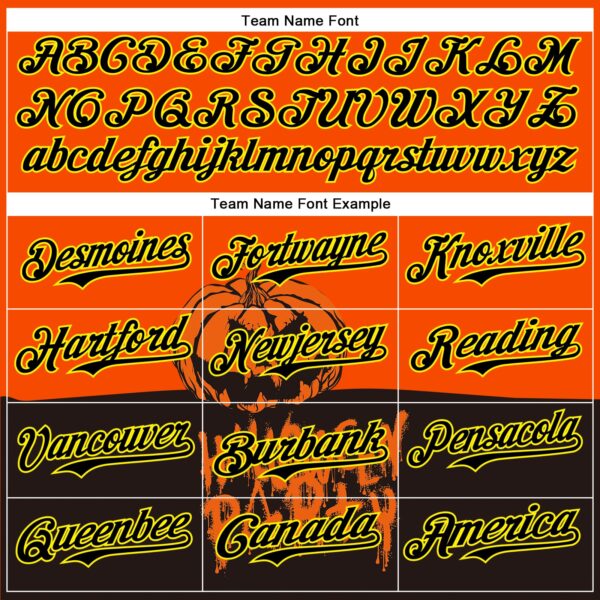 Custom Orange Black Pinstripe Light Yellow 3D Halloween Pumpkin Party Costume Ideas Authentic Baseball Jersey
