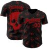 Custom Black Red 3D Halloween Skull Horror Night Trick Treat Party Costume Ideas Authentic Baseball Jersey