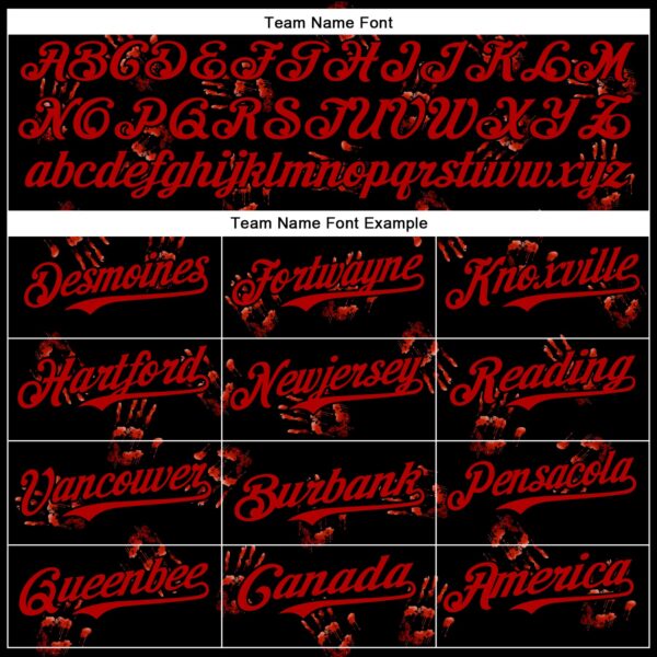 Custom Black Red 3D Halloween Skull Horror Night Trick Treat Party Costume Ideas Authentic Baseball Jersey