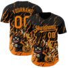 Custom Black Bay Orange 3D Halloween Pumpkin Scary Doodle Party Costume Ideas Authentic Baseball Jersey