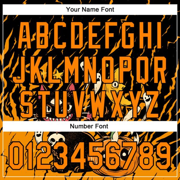 Custom Black Bay Orange 3D Halloween Pumpkin Scary Doodle Party Costume Ideas Authentic Baseball Jersey