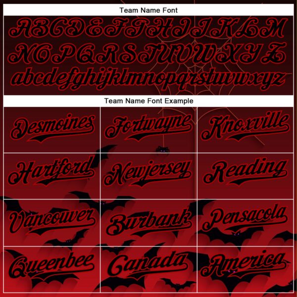 Custom Black Red 3D Halloween Spider Net Bats Party Costume Ideas Authentic Baseball Jersey