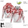 Custom Stitched White Red-Black 3D Pattern Design Sports Pullover Sweatshirt Hoodie