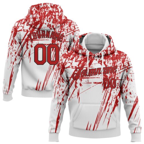 3DPattern1018 Custom Stitched White Red-Black 3D Pattern Design Sports Pullover Sweatshirt Hoodie
