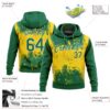 Custom Stitched Gold Kelly Green-White 3D Pattern Design Sports Pullover Sweatshirt Hoodie