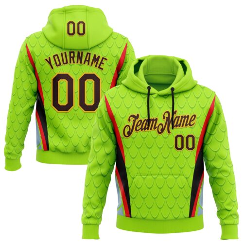 3DPattern10291 Custom Stitched Neon Green Brown Red Black-Yellow 3D Pattern Design Snake Skin Print Sportswear Pullover Sweatshirt Hoodie