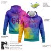 Custom Stitched Gold Purple-Pink 3D Pattern Design Abstract Rainbow Sports Pullover Sweatshirt Hoodie