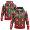 Custom Stitched Red Green-White 3D Christmas Trees Sports Pullover Sweatshirt Hoodie